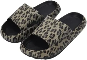 Leopard Print Cloud Slippers for Women Men Cheetah Print Pillow House Slippers Shower Sandals Quick Drying Non Slip