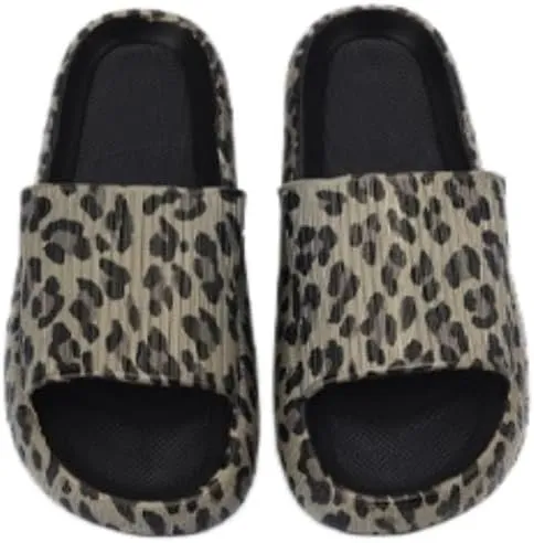 Leopard Print Cloud Slippers for Women Men Cheetah Print Pillow House Slippers Shower Sandals Quick Drying Non Slip