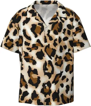 Leopard Printing Men's Fashion Summer Short Sleeve Button Shirt with Pocket,S-4xl Cuban Shirt Hawaiian Shirt