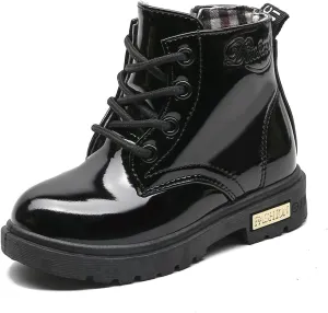 Little Kids Ankle Boots Little Girls Outdoor Combat Toddler Boots Black 4 M US Big Kid