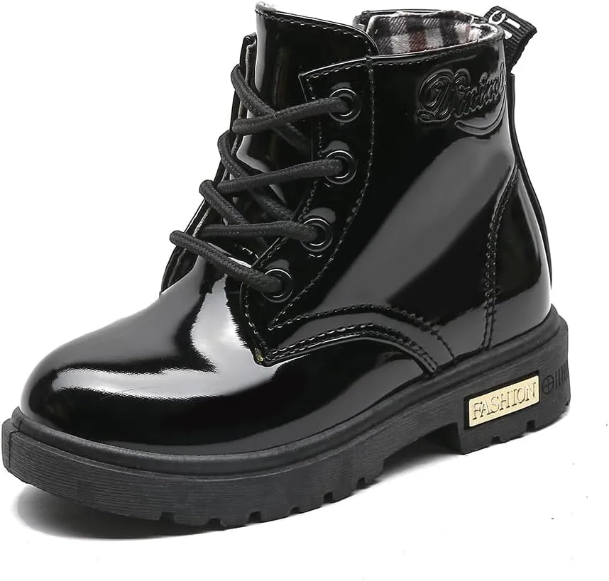 Little Kids Ankle Boots Little Girls Outdoor Combat Toddler Boots Black 4 M US Big Kid