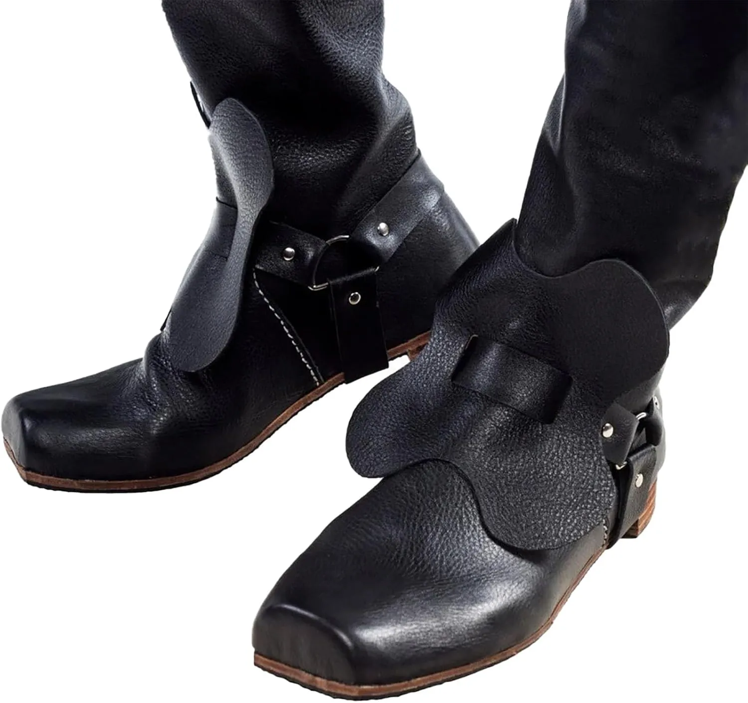 Medieval Renaissance Leather Boots for Men & Women Gothic Viking Pirate Warrior Boot for Halloween Cosplay Shoes