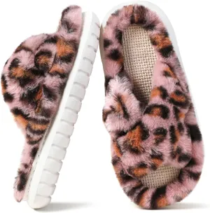 Menore Slippers for Women Crossbands House Bedroom Slides Linen Open Toe Cozy Corduroy Fuzzy Slide Sandals Indoor Outdoor Four Seasons