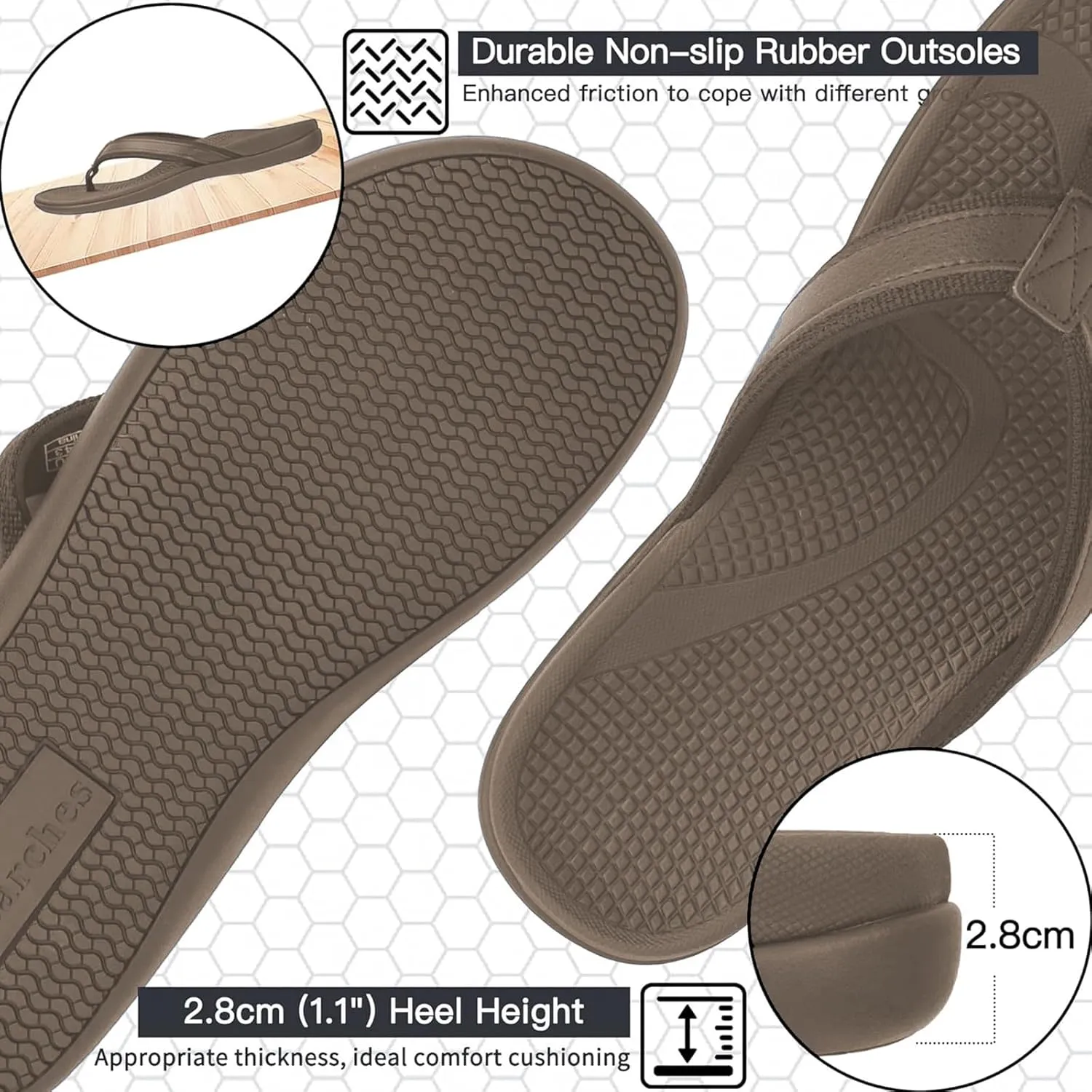 Men's Flip flops Orthotic Arch Support Sandals, Recovery Supportive Flip flop Slides for Plantar Fasciitis Heel Spur Flat Feet Pain Relief, Non-Slip Sandal Comfort Walking