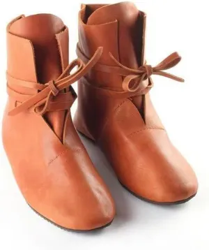 Mens Medieval Renaissance Boots Slip on Lace Up Medieval Cosplay Western Pirate Viking Tied Halloween Party Boots Shoes