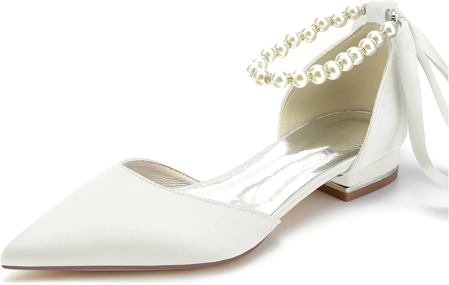 Minishion Womens Girls Occasion Flats Jeweled Beaded Wedding Evenihg Pumps Shoes with Ribbon BR243