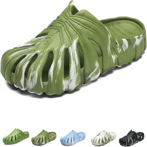 Monstera Slippers, Non-Slip Quick Drying Soft Open Toe Bathroom Sandals, Leaf Pattern Slippers Summer