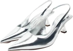 MRKEWUNEY Fashion Slingback Pumps Shoes for Women Pointed Toe Kitten Heels