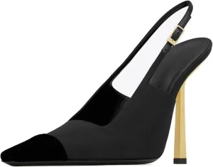 MRKEWUNEY Fashion Slingback Pumps Shoes for Women Pointed Toe Stiletto Heels Slip On Backless Dress High Heels