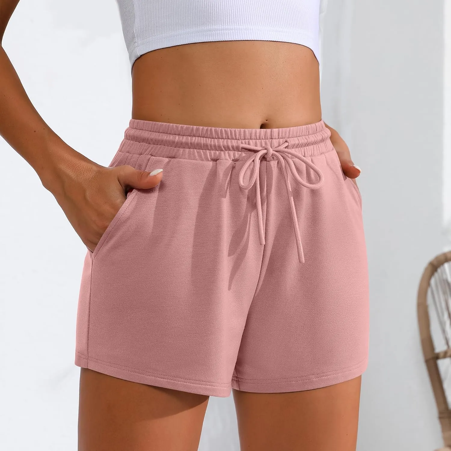 Neer 3 Pack Womens Sweat Shorts Comfy Casual Lounge Drawstring High Waist Summer Athletic Shorts with Pocket 2025
