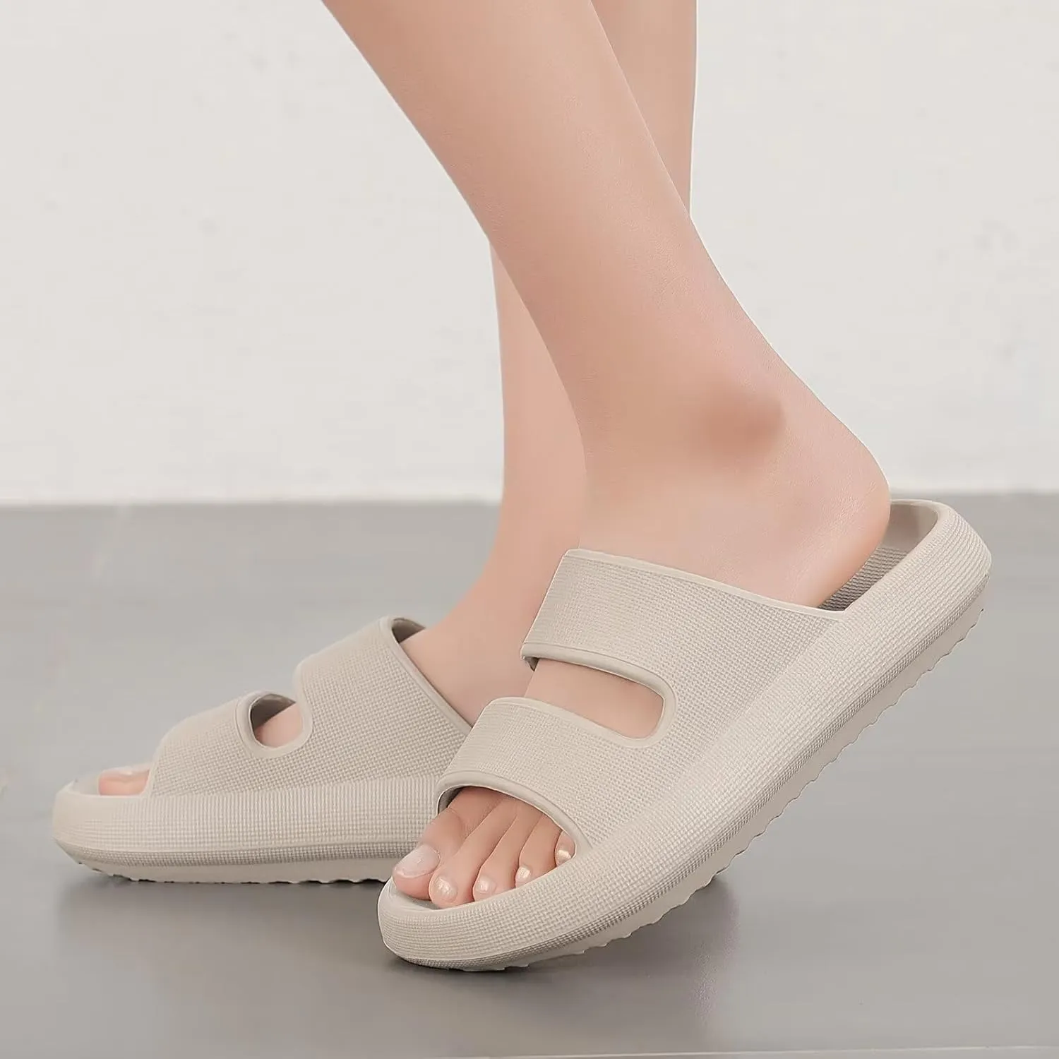 NineCiFun Unisex Pillow Slippers Cloud Slides for Women and Men Platform Slide Sandals with Arch Support