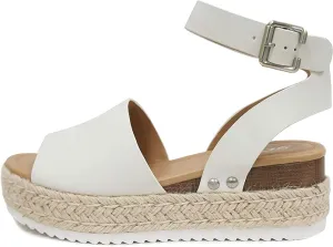 Off-White Strap Customer-oriented Studded Espadrilles Toe Open Ankle Wedge Topic Sandals Safe Heel Soda