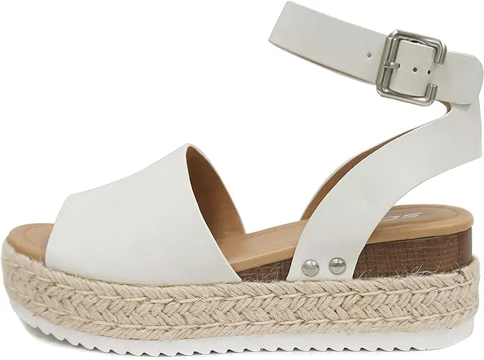 Off-White Strap Customer-oriented Studded Espadrilles Toe Open Ankle Wedge Topic Sandals Safe Heel Soda