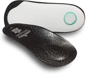 Pedag Holiday | 3/4 Length Sheepskin Orthotic Inserts | Handmade in Germany | Arch Support | Metatarsal Pad | Heel Cushion | Fits Low Profile Tight Shoes | Black | 1 Pair | US Men 11 / EU 44