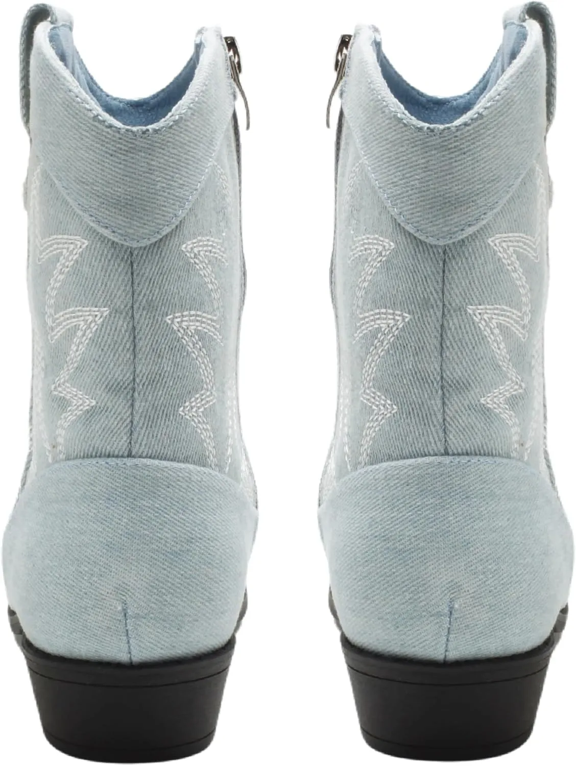PEPPEP Western Cowgirl Cowboy Ankle Boots for Women or Ladies, Mid Calf, Vegan Leather Embroidered Upper, Low Heel, Fashionable Pointed-toe, Well Made