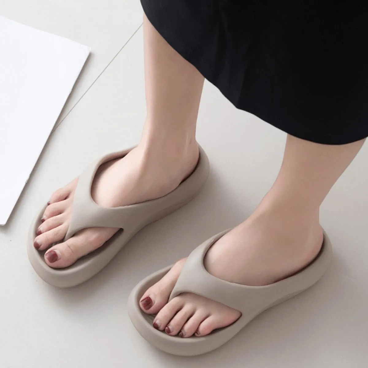 Pillow Arch Support Flip Flops For Women, Non-Slip Soft Comfortable Walking Platform Sandals, Orthopedic Beach Slippers