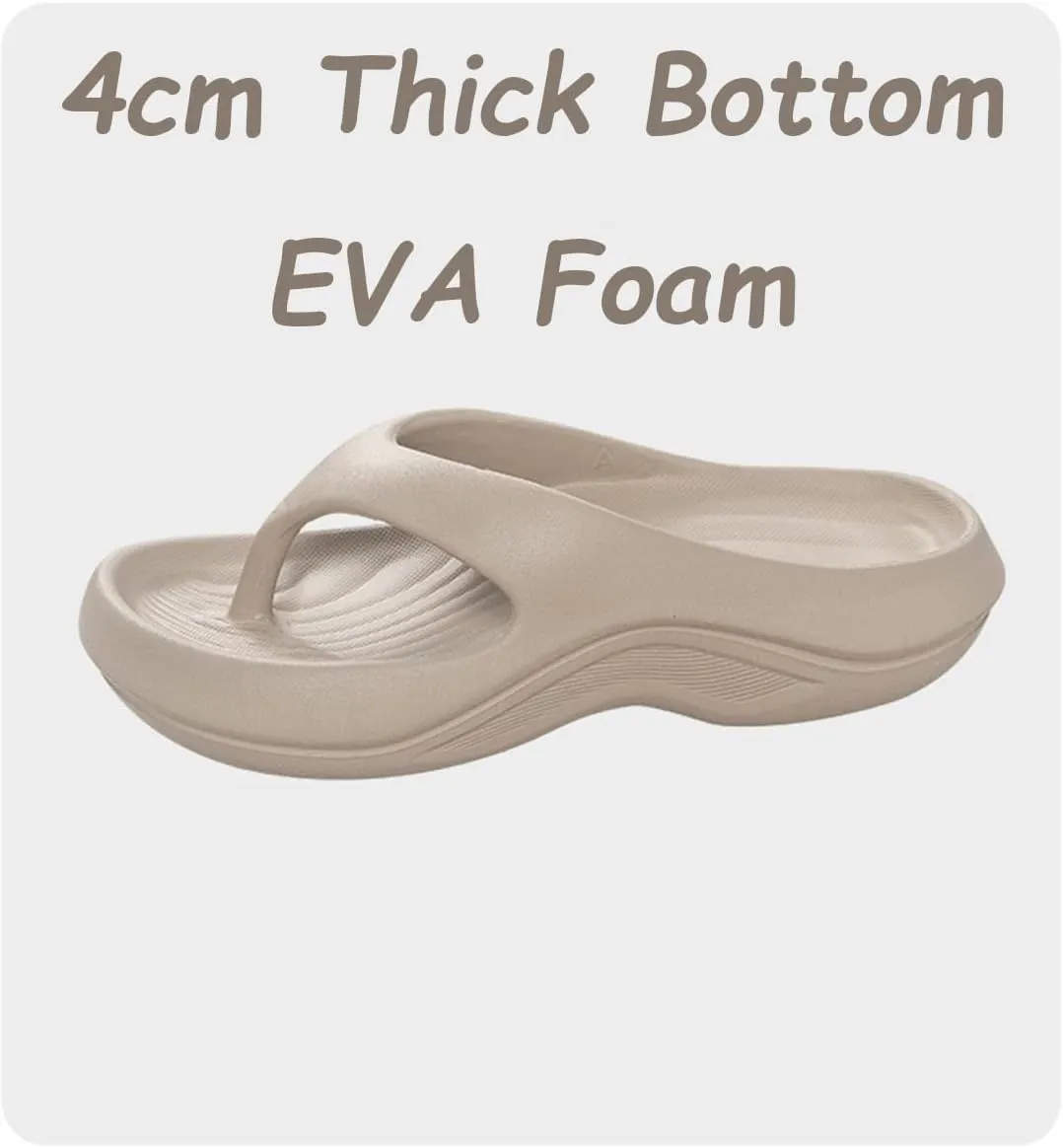 Pillow Arch Support Flip Flops For Women, Non-Slip Soft Comfortable Walking Platform Sandals, Orthopedic Beach Slippers