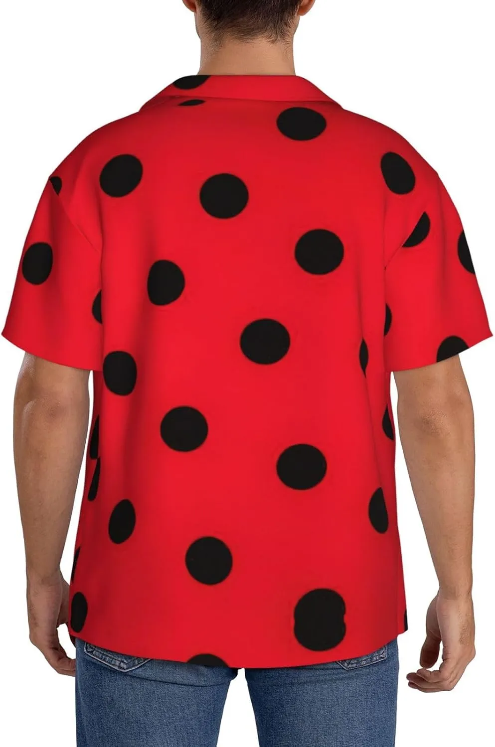 Polka Dot Printing Men's Fashion Summer Short Sleeve Button Shirt with Pocket,S-4xl Cuban Shirt Hawaiian Shirt