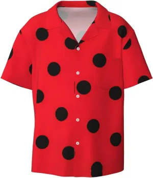 Polka Dot Printing Men's Fashion Summer Short Sleeve Button Shirt with Pocket,S-4xl Cuban Shirt Hawaiian Shirt