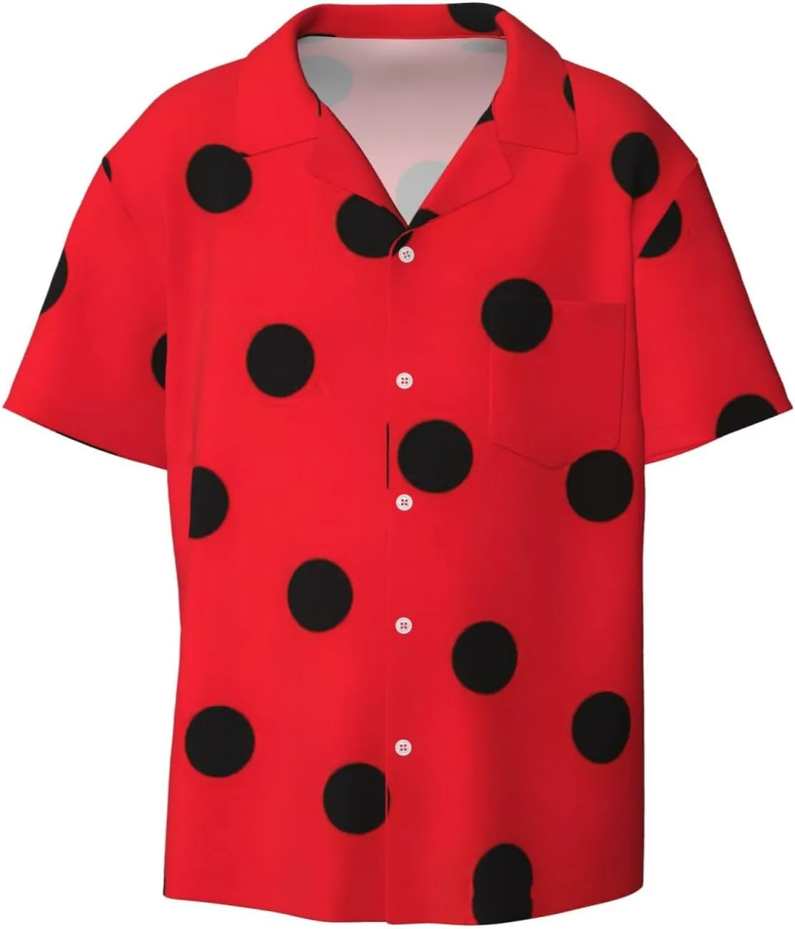 Polka Dot Printing Men's Fashion Summer Short Sleeve Button Shirt with Pocket,S-4xl Cuban Shirt Hawaiian Shirt