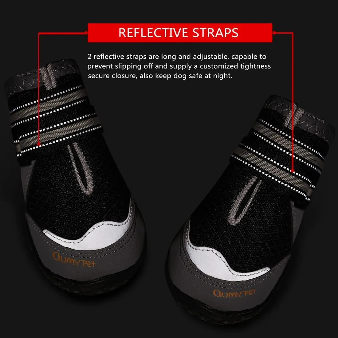 QUMY 4PCS Dog Boots for Large Dogs, Medium Dog Shoes & Paw Protectors for Hot Pavement, Summer Heat Protection, Mesh Breathable Nonslip Dog Booties for Hardfloors, Walking Running Hiking Black Size 4