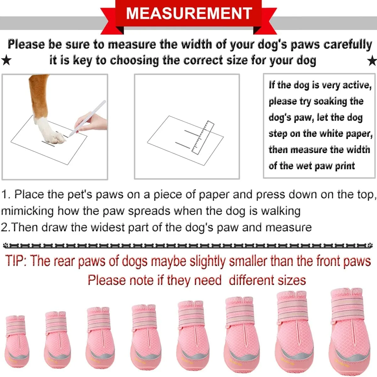 QUMY 4PCS Dog Boots for Large Dogs, Medium Dog Shoes & Paw Protectors for Hot Pavement, Summer Heat Protection, Mesh Breathable Nonslip Dog Booties for Hardfloors, Walking Running Hiking Pink Size 6