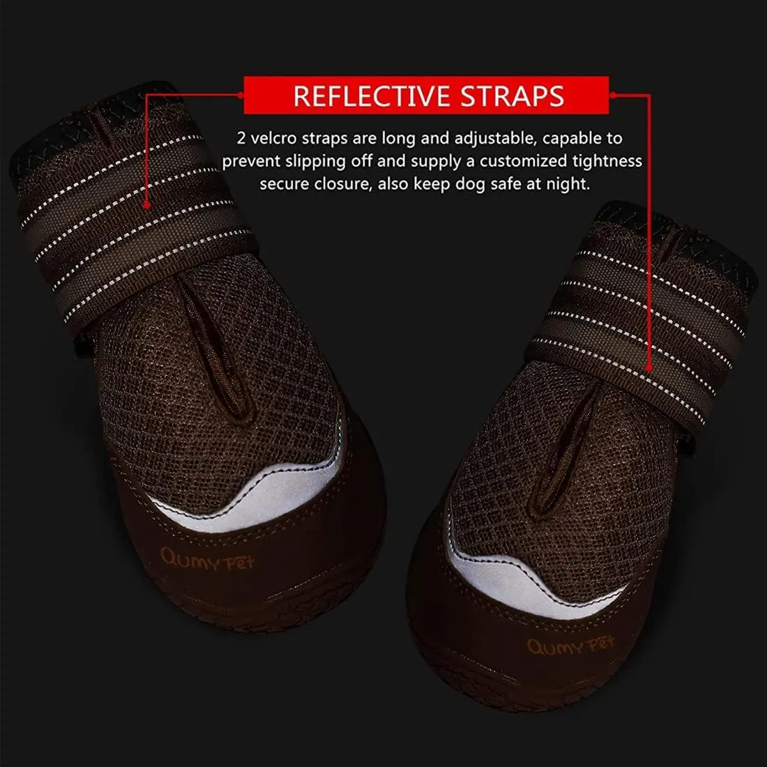 QUMY 4PCS Dog Shoes, Medium Large Dog Paw Protectors for Summer Heat Protection, Mesh Breathable Nonslip Dog Booties for Walking Running Hiking Khaki Size 3,Size 3: 2.0''x2.5''(Width*Length)
