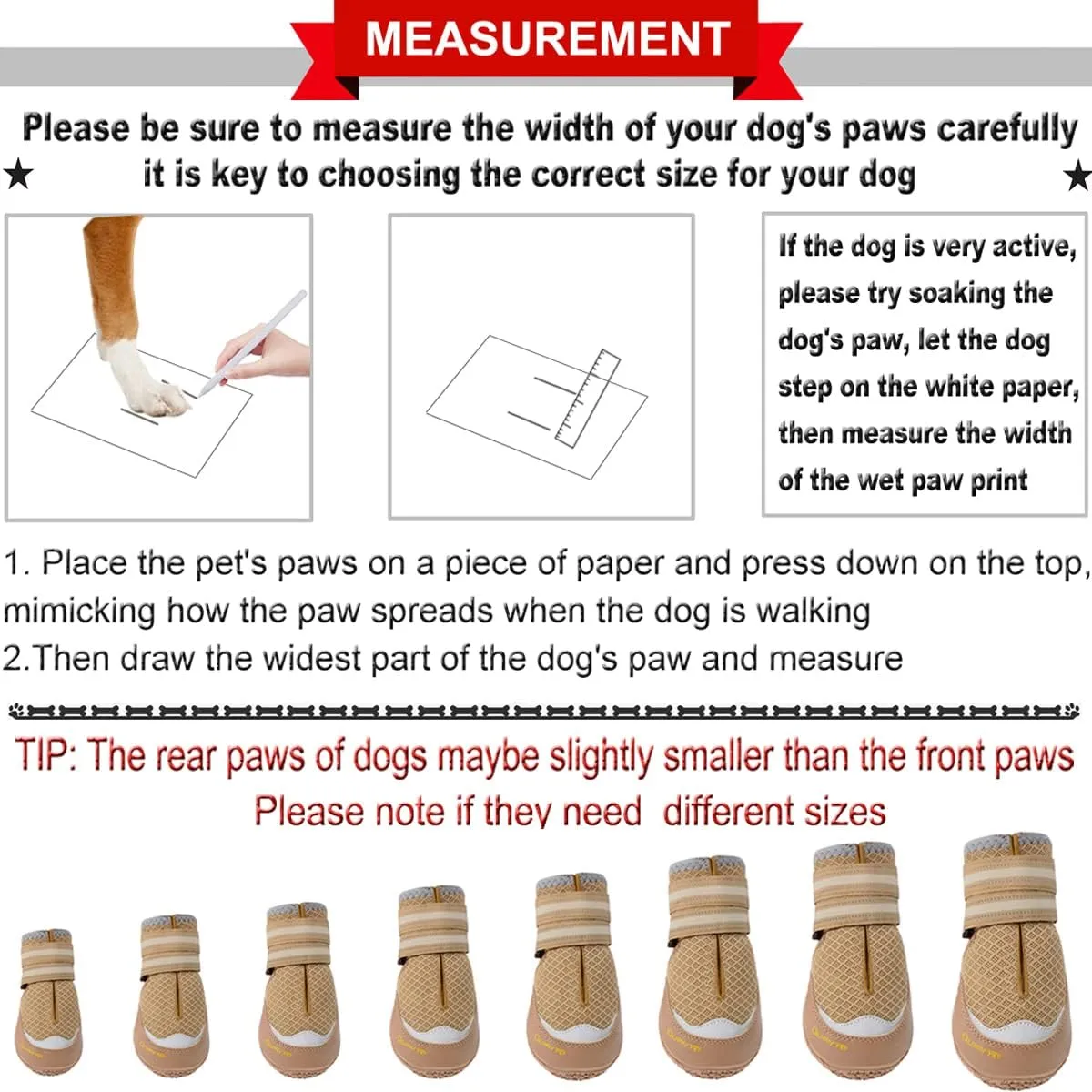 QUMY 4PCS Dog Shoes, Medium Large Dog Paw Protectors for Summer Heat Protection, Mesh Breathable Nonslip Dog Booties for Walking Running Hiking Khaki Size 3,Size 3: 2.0''x2.5''(Width*Length)
