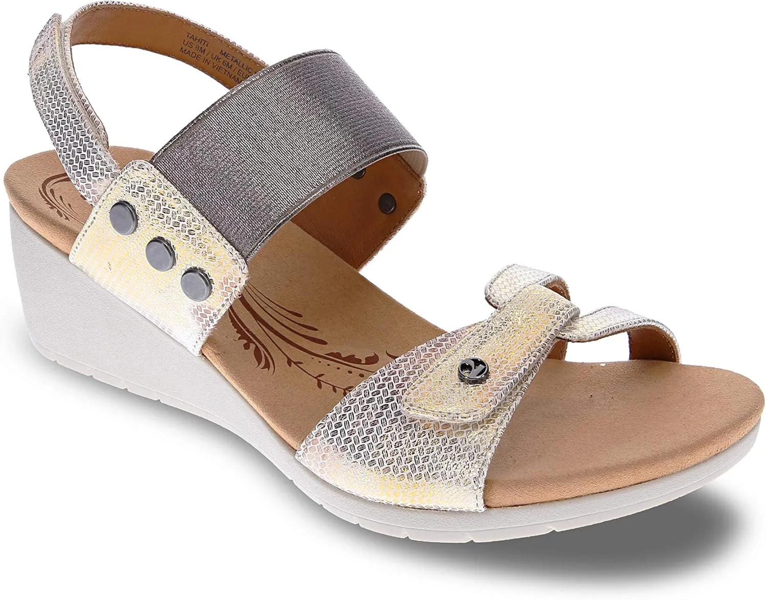 R Revere evere Tahiti Women's Wedge Sandals - Sporty Elegance with Arch Support and Adjustable Fit