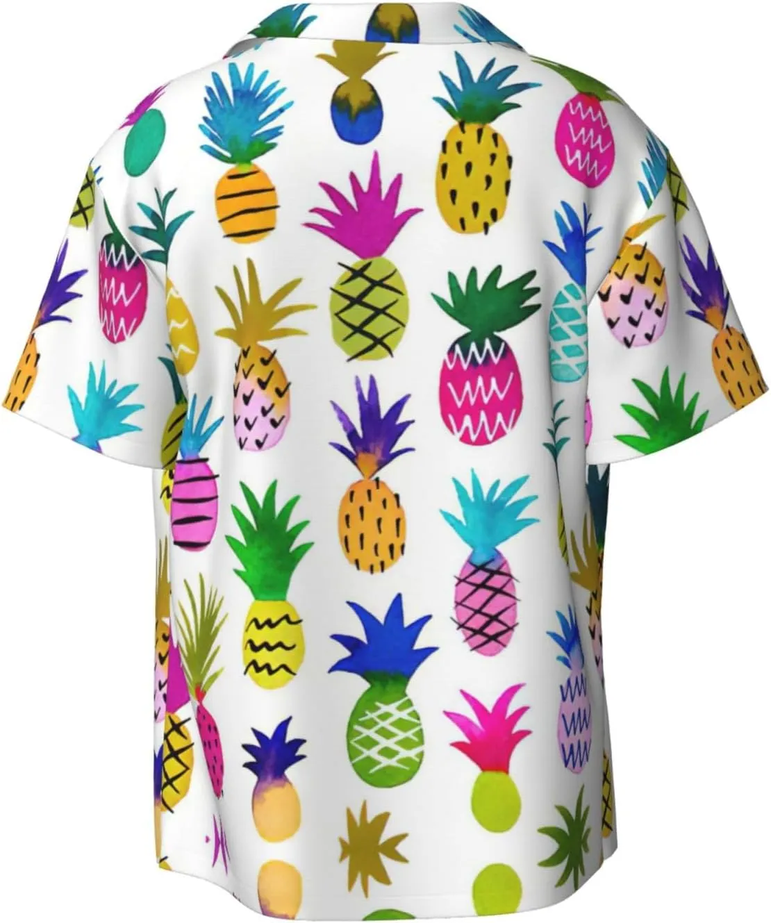 Rainbow Pineapple Printing Men's Fashion Summer Short Sleeve Button Shirt with Pocket,S-4xl Cuban Shirt Hawaiian Shirt