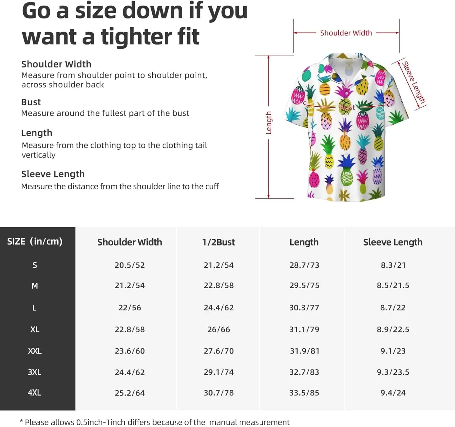 Rainbow Pineapple Printing Men's Fashion Summer Short Sleeve Button Shirt with Pocket,S-4xl Cuban Shirt Hawaiian Shirt