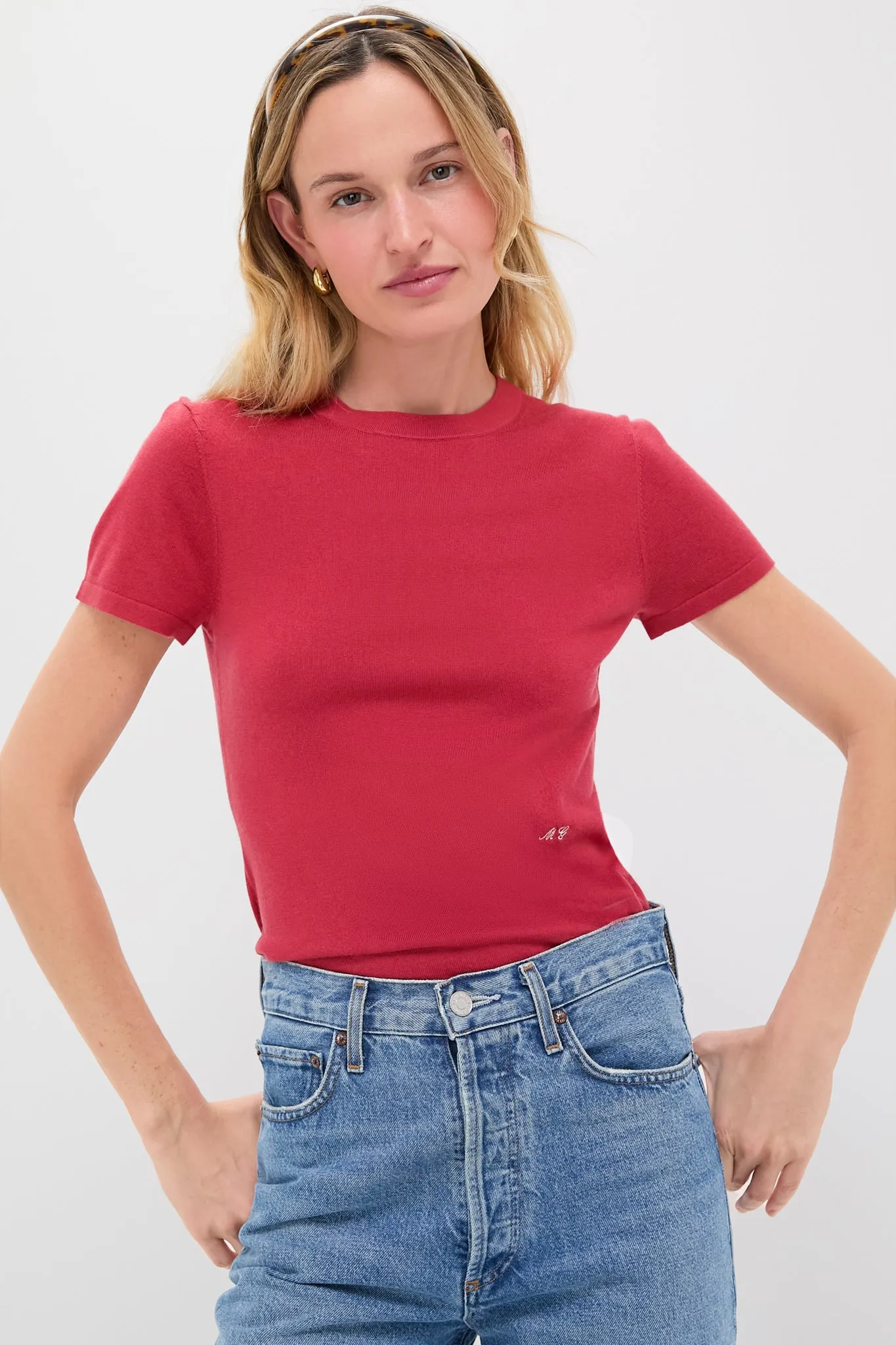 Red Cashmere Silk Blend Katie Tee