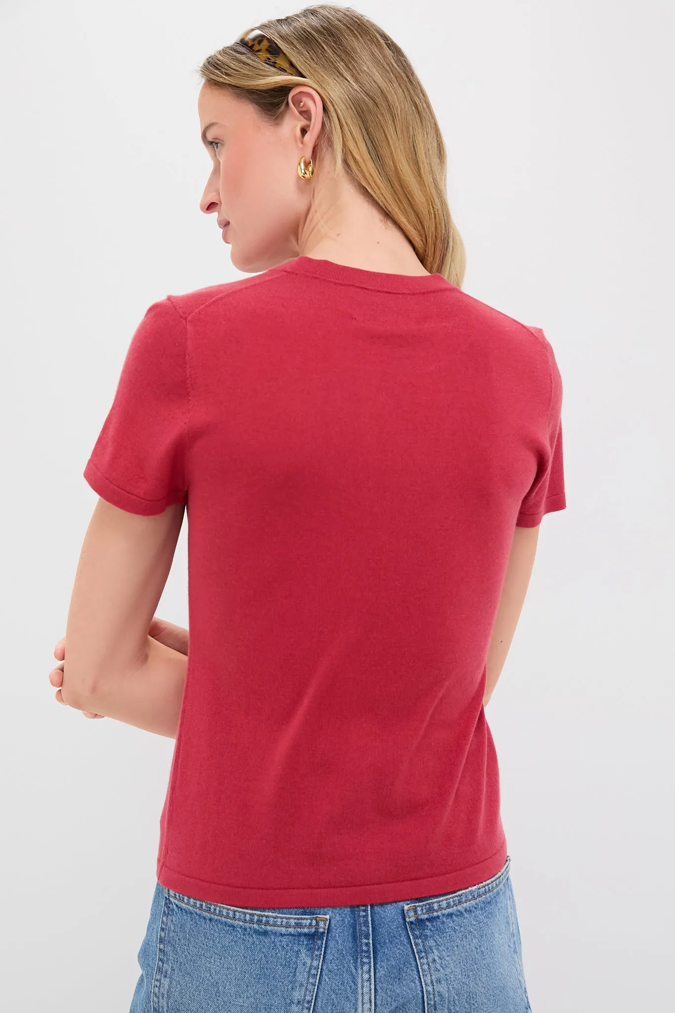 Red Cashmere Silk Blend Katie Tee
