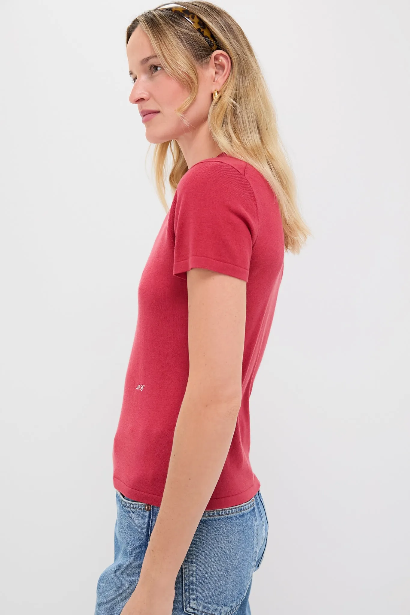 Red Cashmere Silk Blend Katie Tee