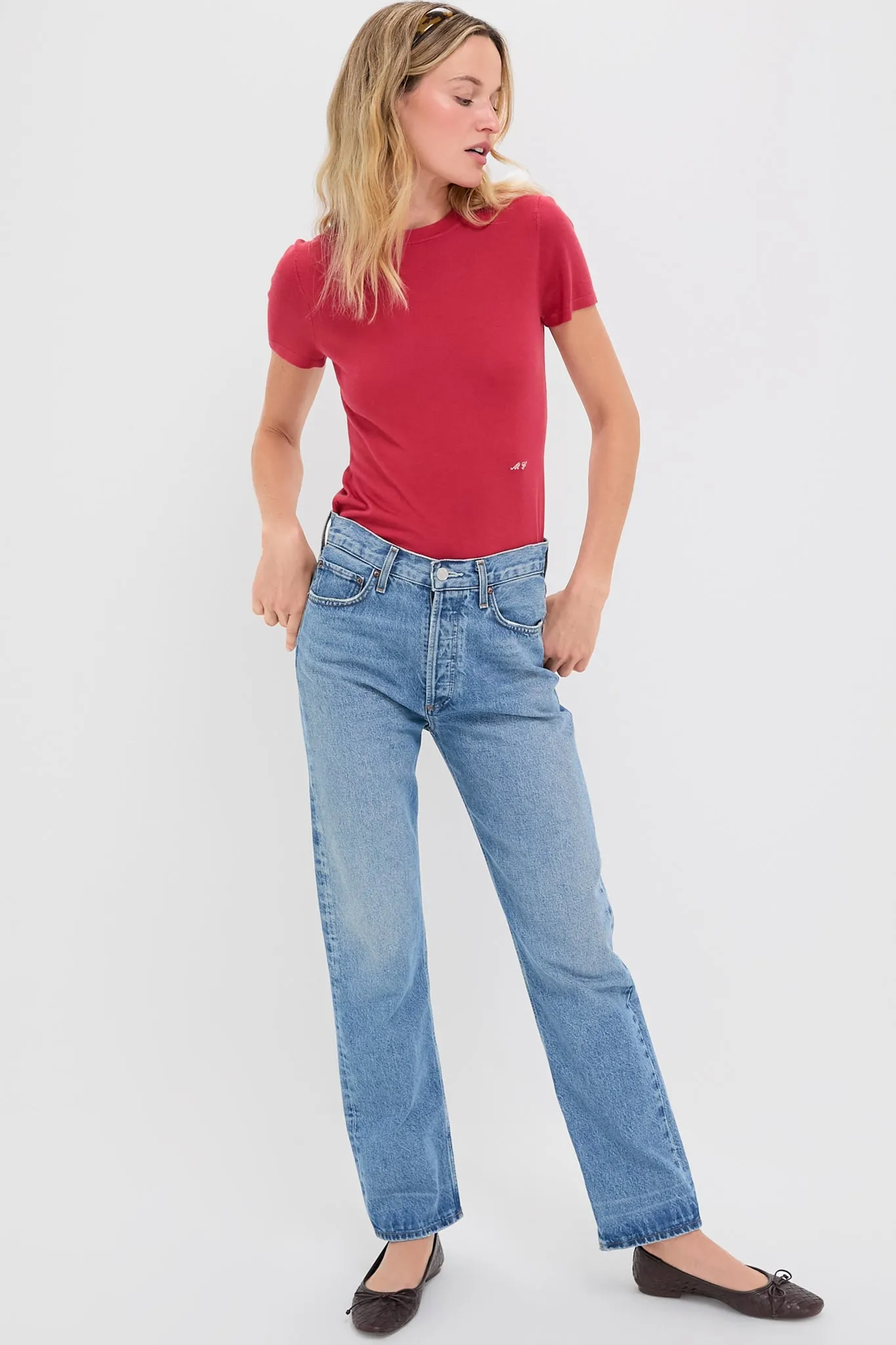 Red Cashmere Silk Blend Katie Tee