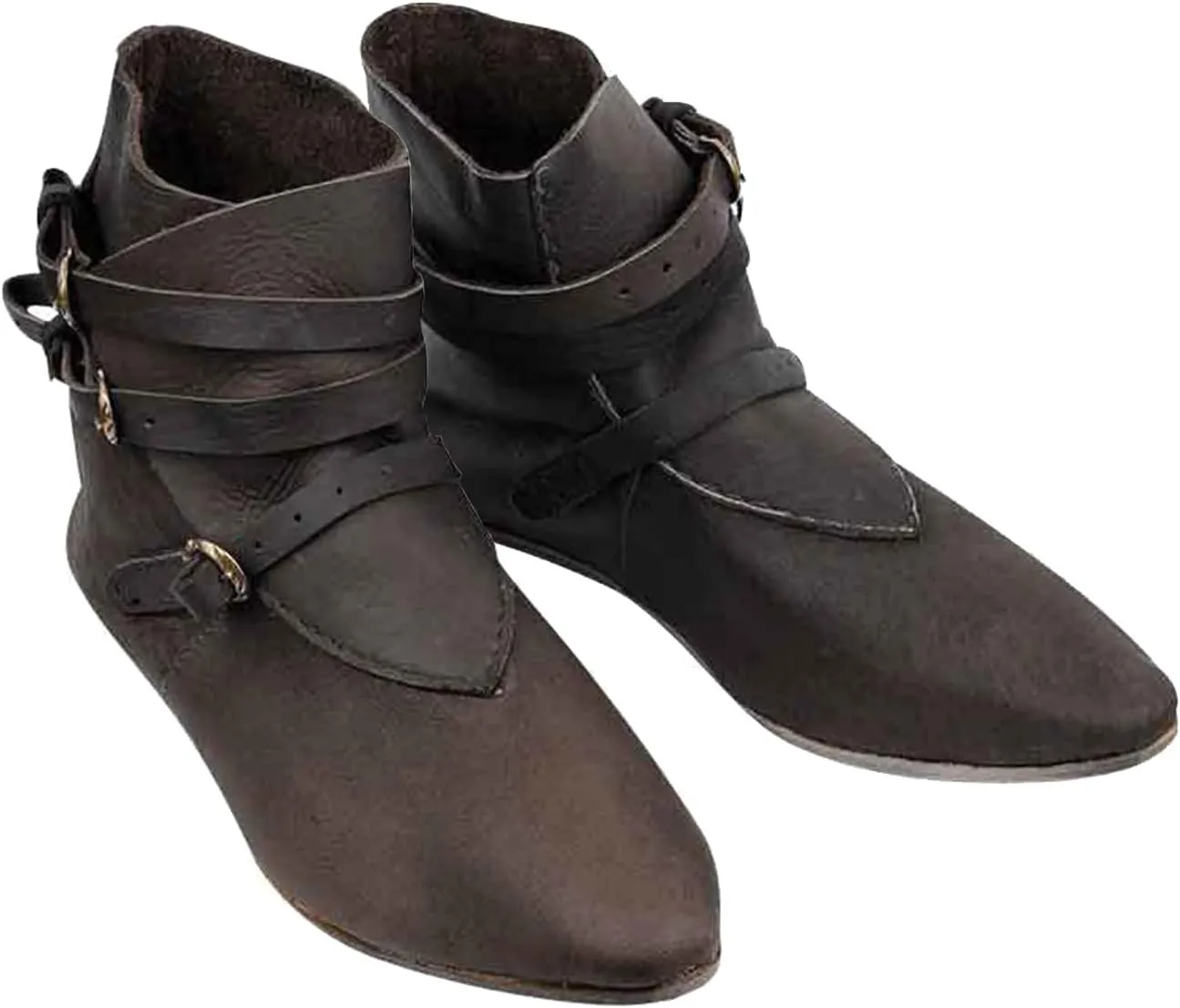 Renaissance Medieval Cosplay Halloween Boots Mens PU Leather Up Leather Pirate Gothic Viking Tied Shoes for Adults