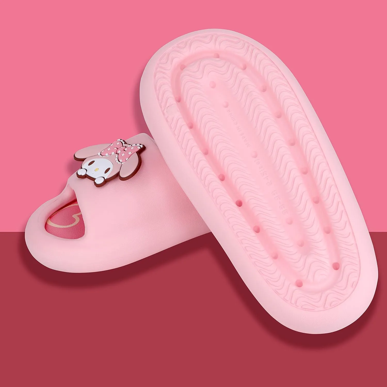 Roffatide Anime Cinnamoroll My Melody Kuromi Slides for Women Non-Slip Bathroom Shower Sandals Cow Print Rubber Slippers House Slides