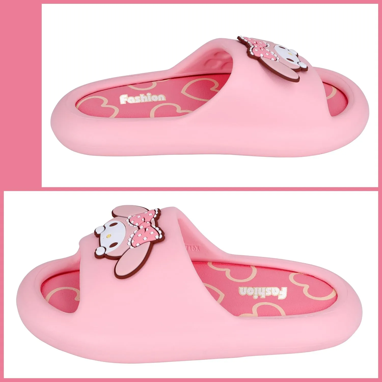 Roffatide Anime Cinnamoroll My Melody Kuromi Slides for Women Non-Slip Bathroom Shower Sandals Cow Print Rubber Slippers House Slides