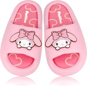 Roffatide Anime Cinnamoroll My Melody Kuromi Slides for Women Non-Slip Bathroom Shower Sandals Cow Print Rubber Slippers House Slides
