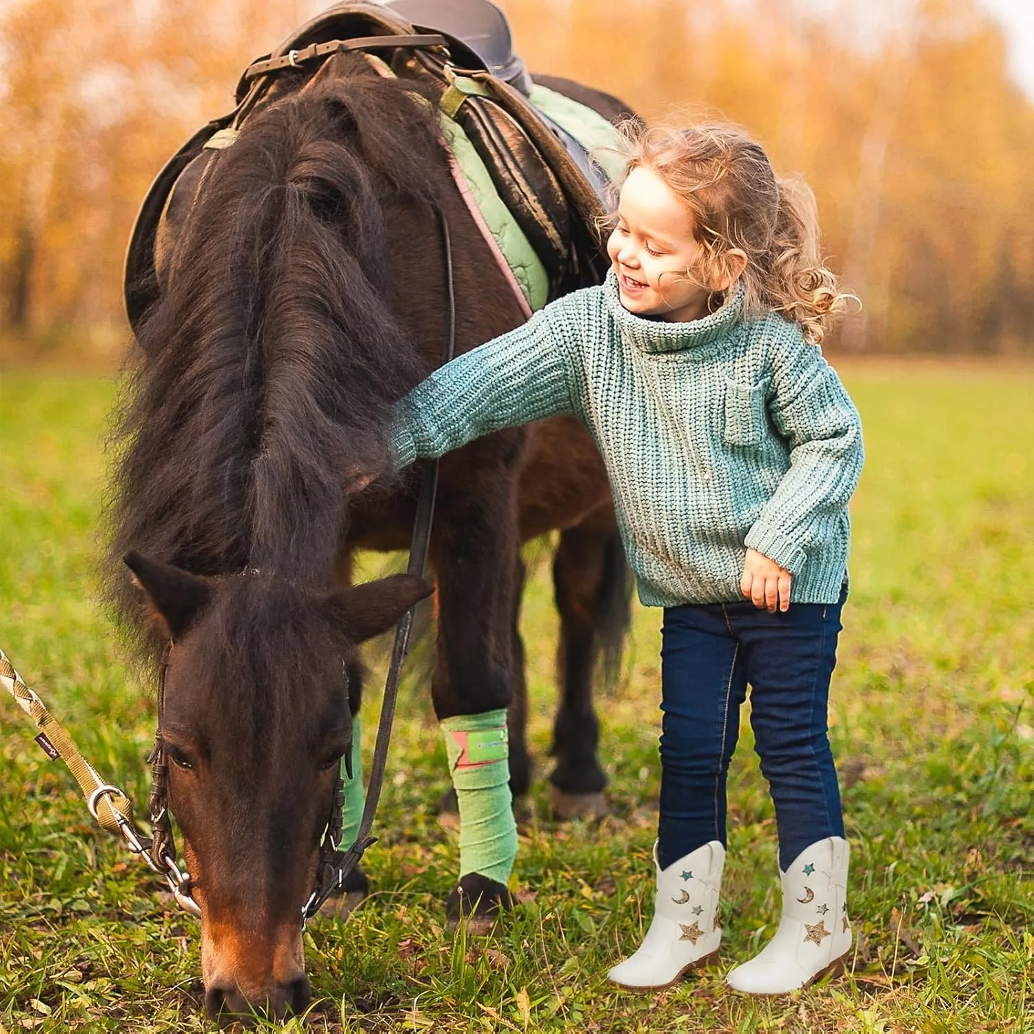 Rollda Girls Cowboy Boots Cowgirl Boots for Girls Star Boots Kids Western Boots for Toddler/Little Kid/Big Kid