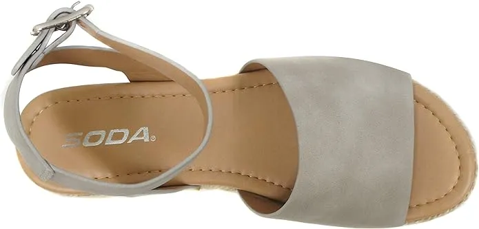 Sandals Ankle Studded Toe Heel Strap Open Dove Topic Grey Quick dispatch Wedge Soda Timeless Espadrilles