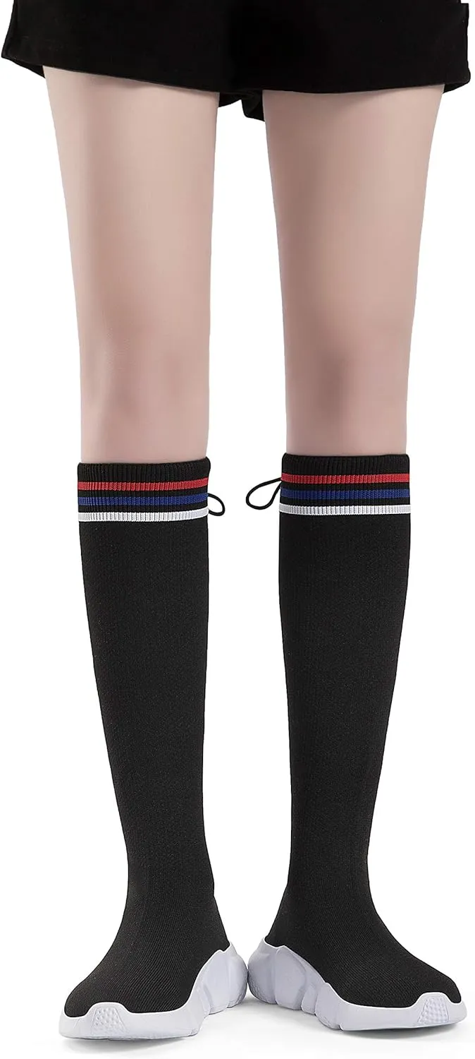 Santiro Girls Knee High Boots Comfortable Knit Kids Fashion Long Boots