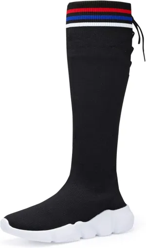 Santiro Girls Knee High Boots Comfortable Knit Kids Fashion Long Boots