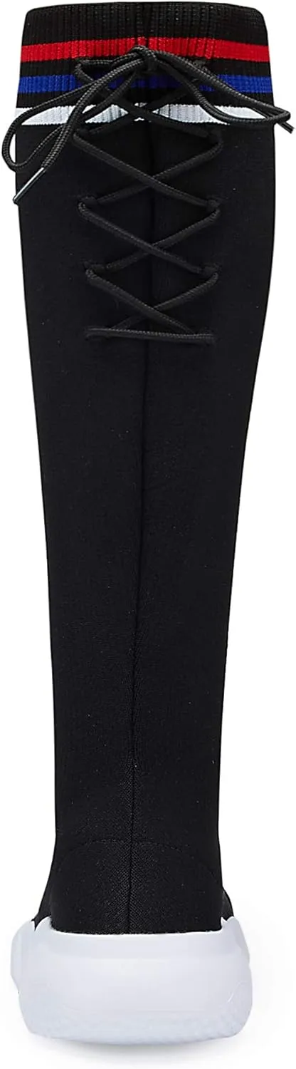 Santiro Girls Knee High Boots Comfortable Knit Kids Fashion Long Boots
