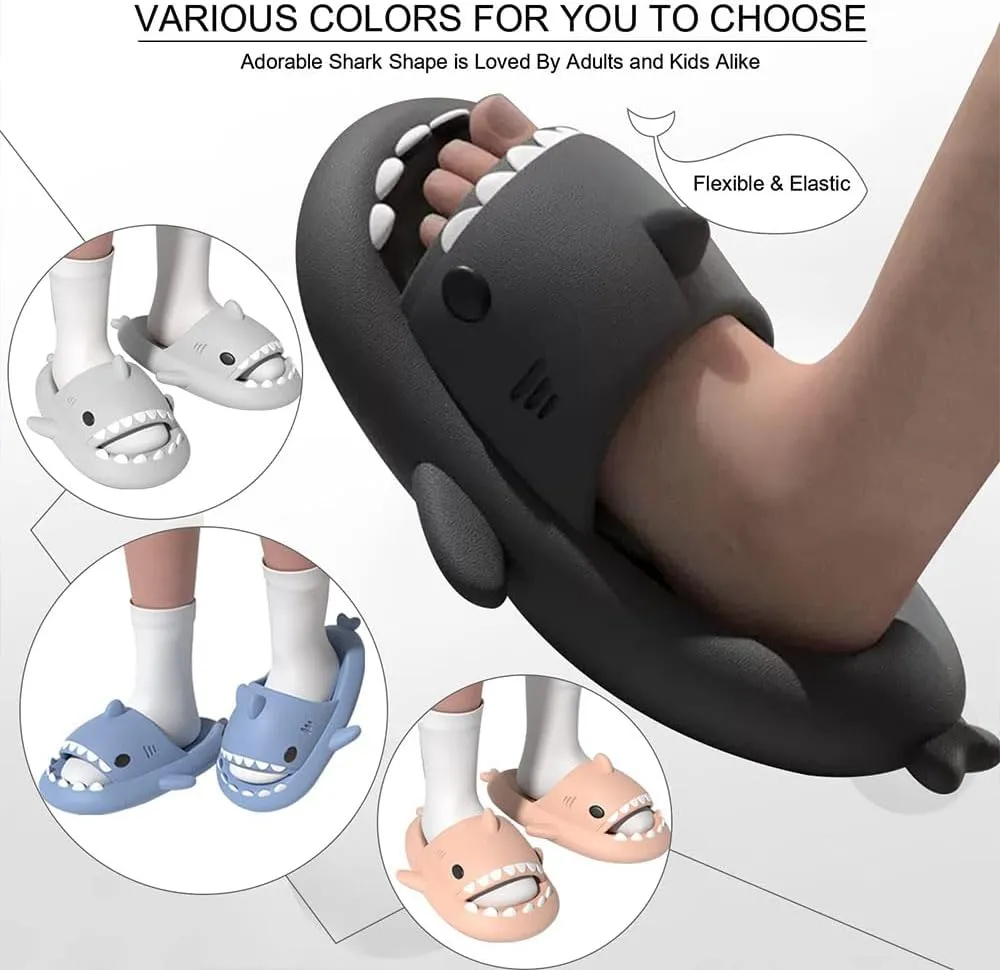 Shark Slippers for Women Men, Couple Thick Sole Cloud Shark Slides, Cute Anti-slip Beach Bathroom Shark Sandals Sunmmer