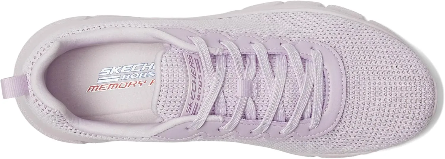 Skechers Women's BOBS Sport Sneakers-Visionary Essence Two Tone Knit Lace Up Machine Washable Vegan Shoes