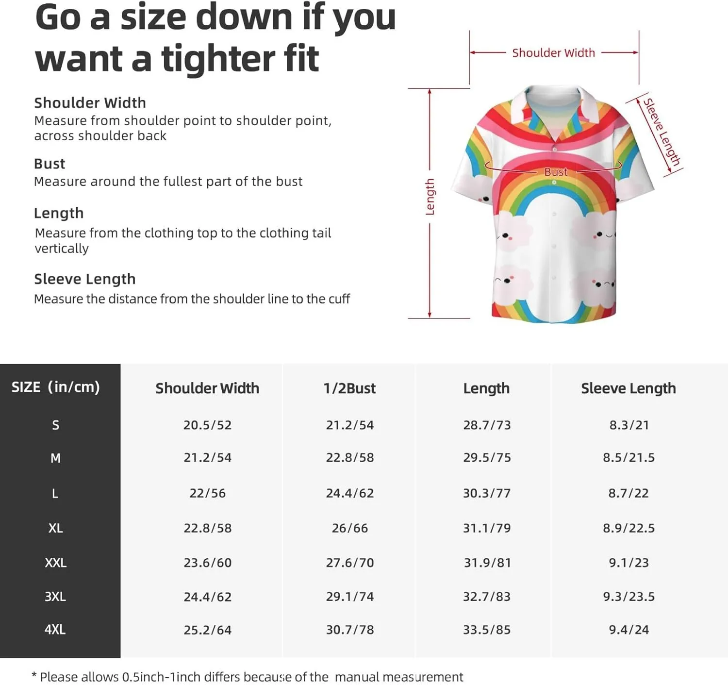 Small Rainbow Printing Men's Fashion Summer Short Sleeve Button Shirt with Pocket,S-4xl Cuban Shirt Hawaiian Shirt