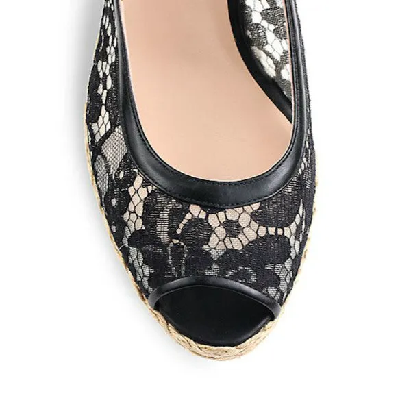 Stuart Weitzman - Tuileries Lace Wedge Espadrilles