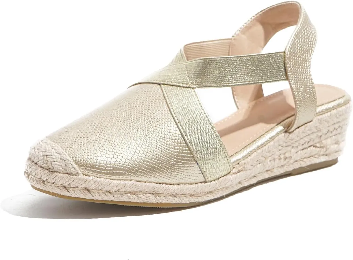 Summer Ready: Chic Women's Platform Espadrilles with Round Toe, Secure Slip-On Slingback, Mid Heel - Perfect All-Day Wear TDWL75