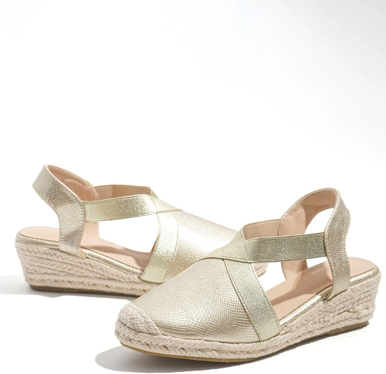 Summer Ready: Chic Women's Platform Espadrilles with Round Toe, Secure Slip-On Slingback, Mid Heel - Perfect All-Day Wear TDWL75
